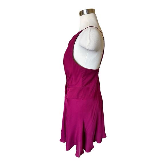 Haute Hippie Intermix Cassidy Mini Layer Dress Sz 6 Silk Fuchsia Crossover Front - Picture 5 of 9